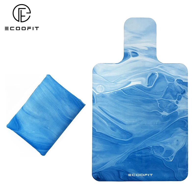 Blue Flow Marble Art Strength Practice Eco Friendly Suede Natural Rubber Non-Slip Sweat Absorbent Suede Pilates Reformer Mat