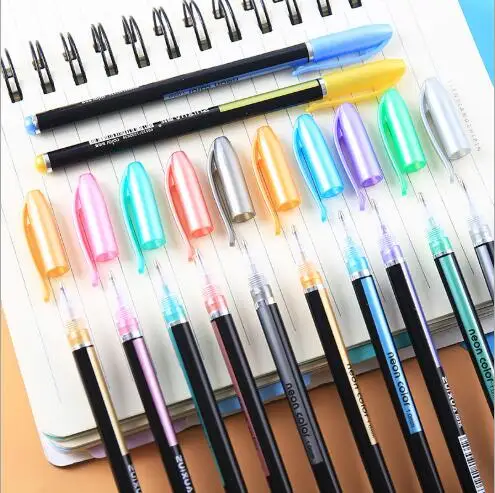 Superior Quality Gel Pens Glitter Vibrant Neon Colors Non-Toxic For Adult Coloring Book Drawing Art Pen