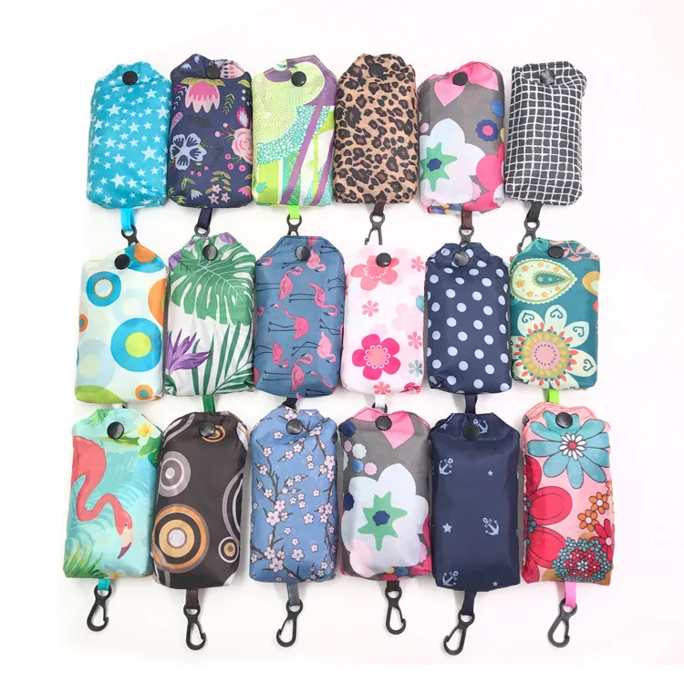 wholesale shopping bag in stock 190T Polyester Portable handbag Foldable advertising gifts gift bag