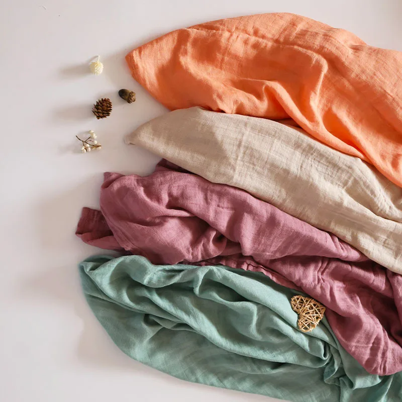 Solid Color 100% Organic Bamboo Cotton Blankets Baby Muslin Swaddle Wrap Baby 2-Layer Swaddle Blanket