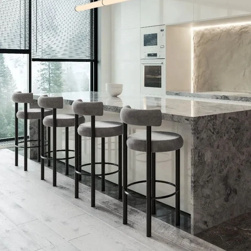 Custom counter height upholstered kitchen black wrought iron bar stools high chair luxury high cocktail bar table and chair set