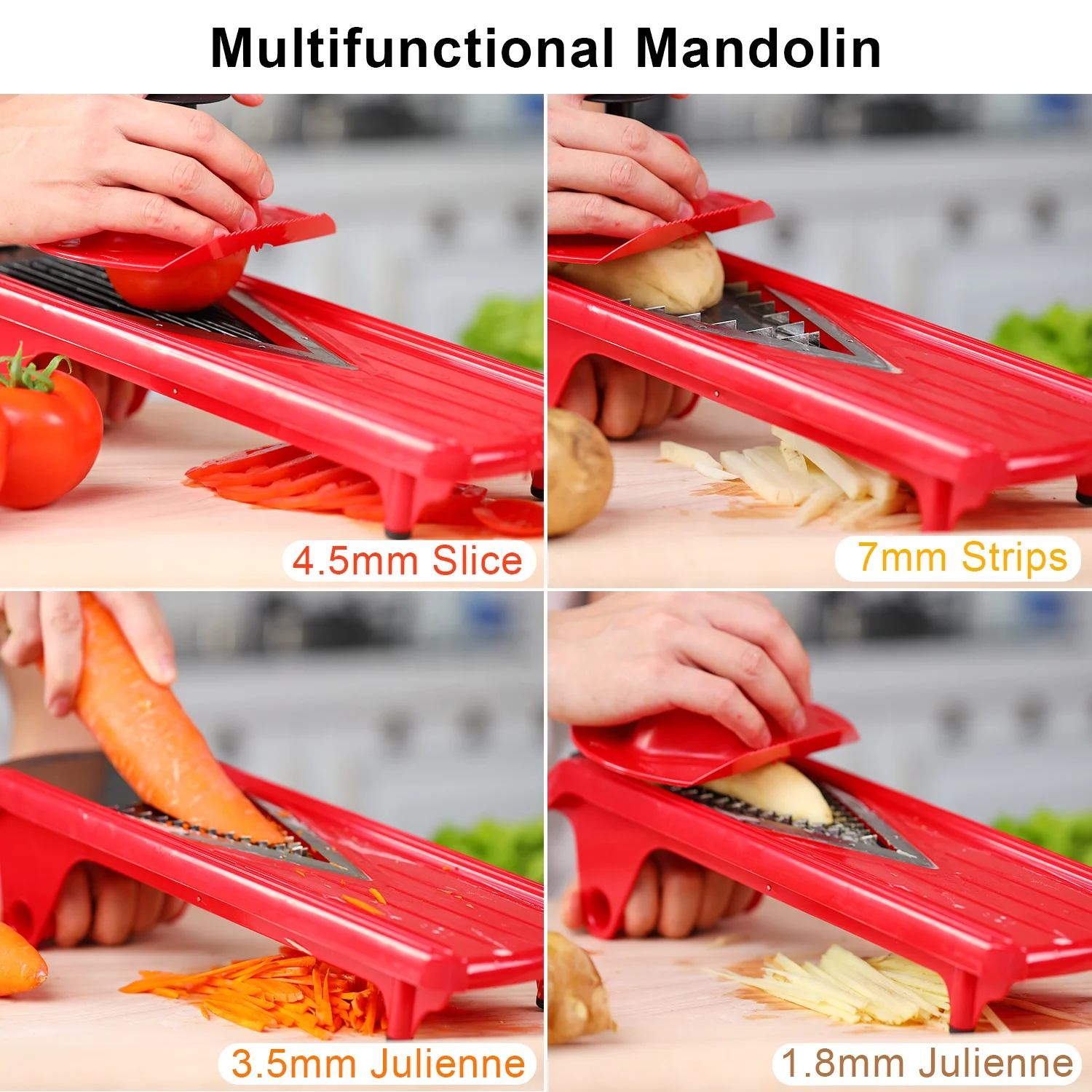 Vegetable Slicer Mandoline Food Slicer for Kitchen Potato Slicer Adjustable Stainless Steel Veggie Onion Tomato Julienne Cutter
