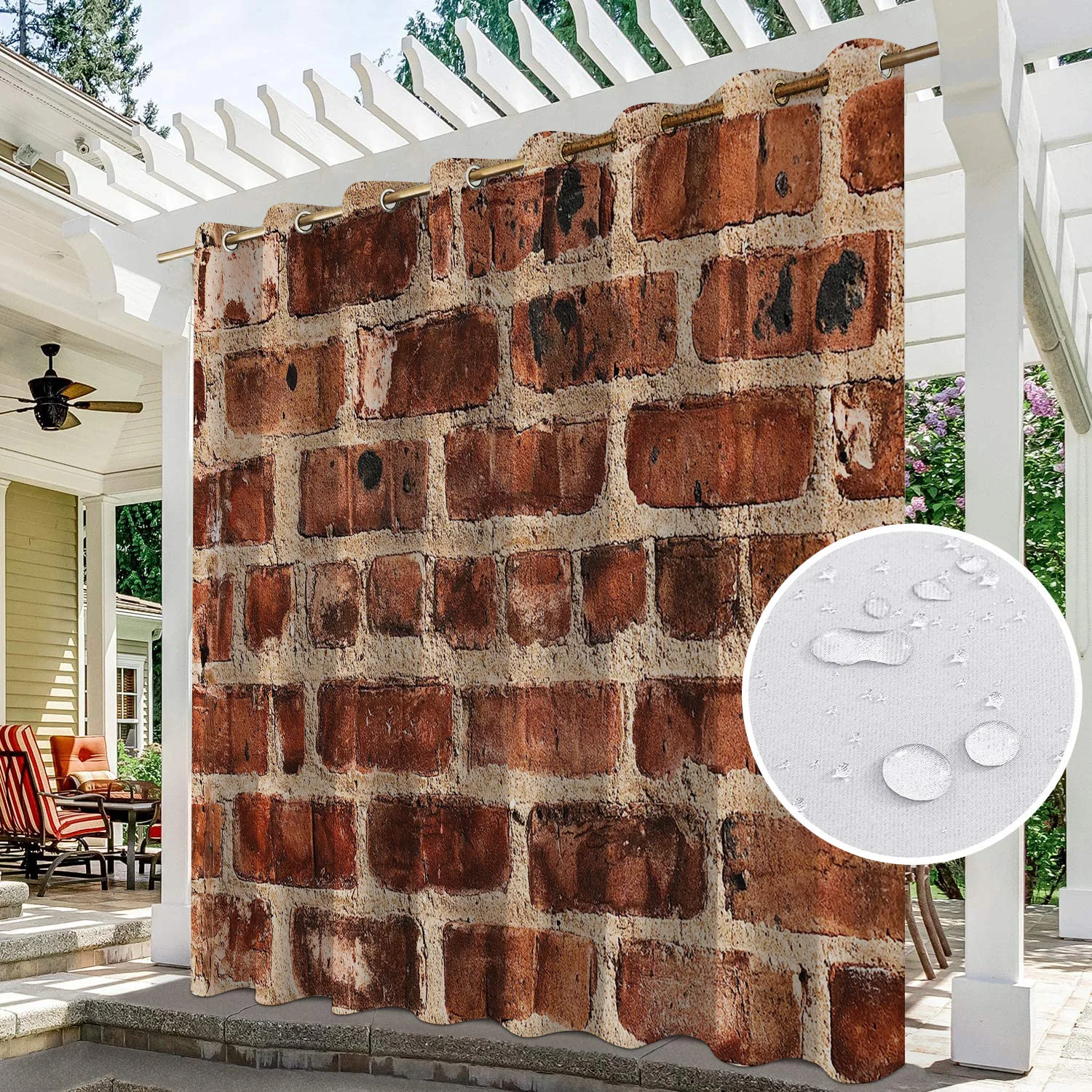 Brick Wall Series 3D Digital Custom Curtains Outdoor Sun Shade and Waterproof Curtain
