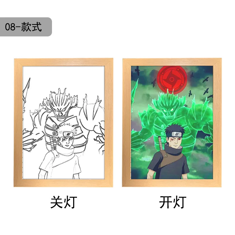 22 Designs 23*17cm Anime Kakashi ins deco led light painting usb plug dimming wall Anime Poster Box Night Light Lamp Box