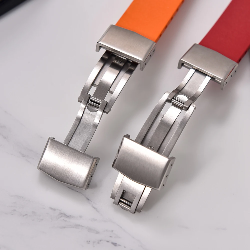 JUELONG Smooth CTS FKM Strap 16mm 18mm 19mm 20mm 21mm 22mm Cut to Size Rubber Watch Bands