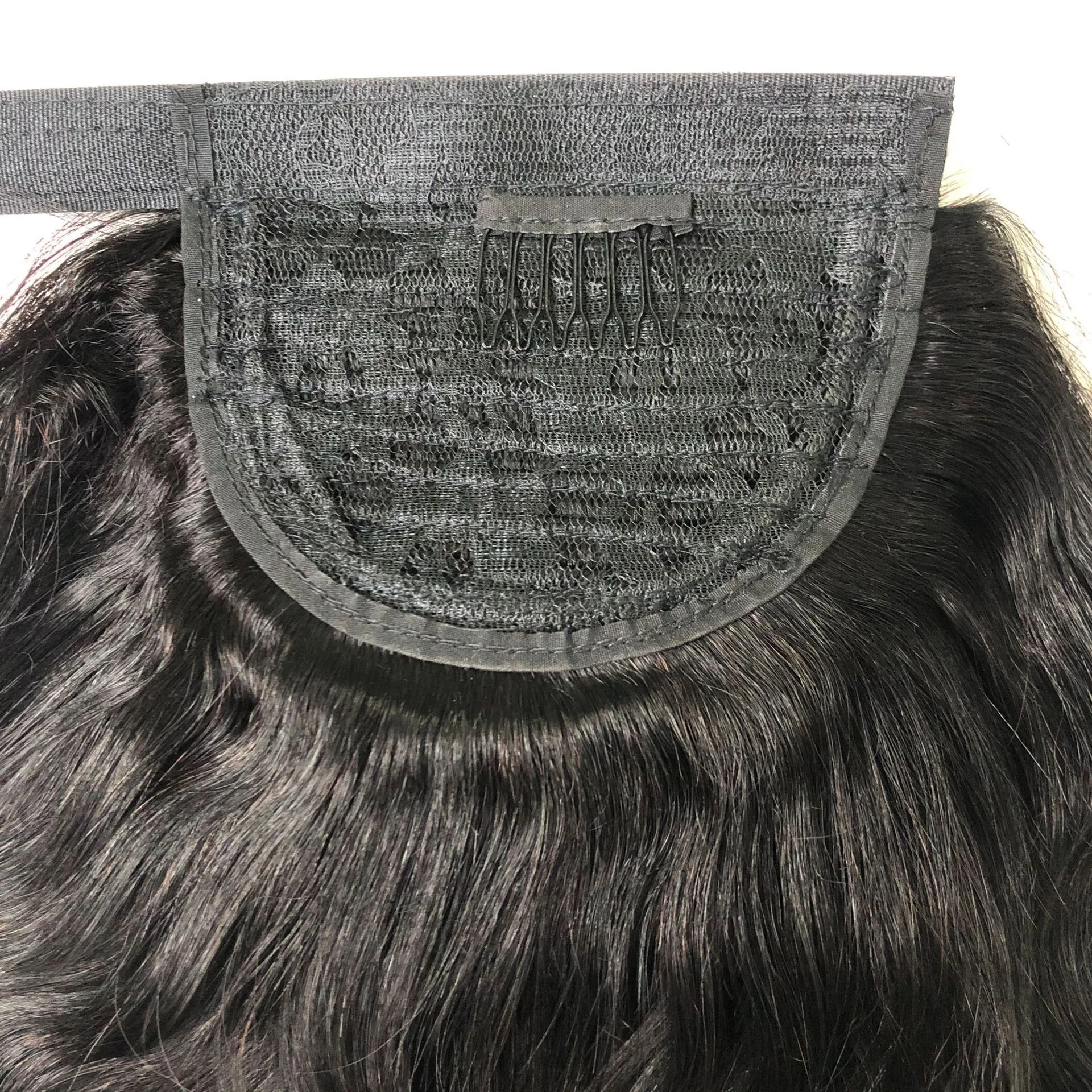 Human Hair Ponytail Hair Extensions wavy Natural Wrap Around Clip Ponytail Hair