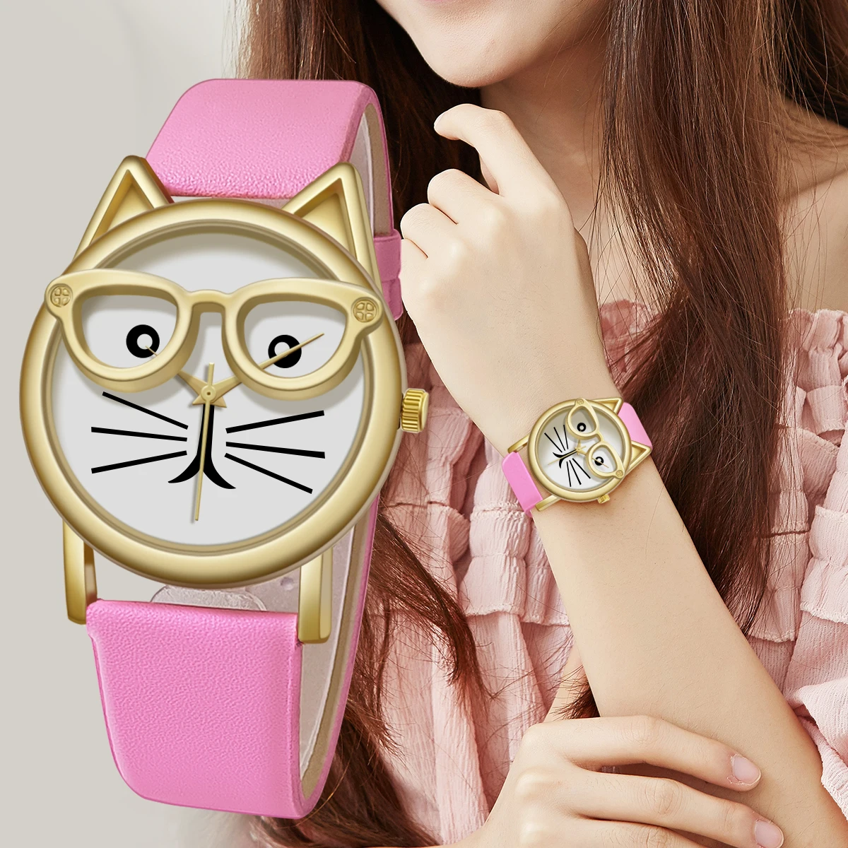 Wholesale Fashion Popular New Carton Cat Women Alloy Wrist Quartz Watch Watches Accept Custom Logo