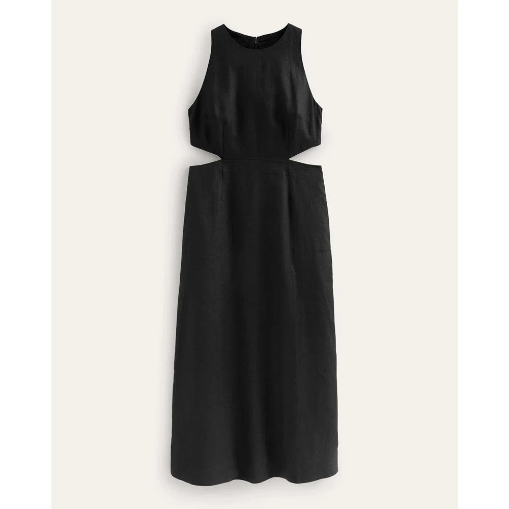 Оптовая продажа льняное модное Летнее льняное платье миди с вырезом-лодочкой, милые мини-платья на молнии для вечеринок