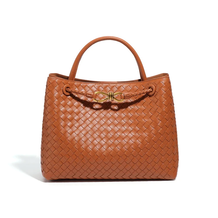 Custom wholesale 2024 new vintage luxury large capacity Tote hand bags women woven PU Leather handbags for ladies
