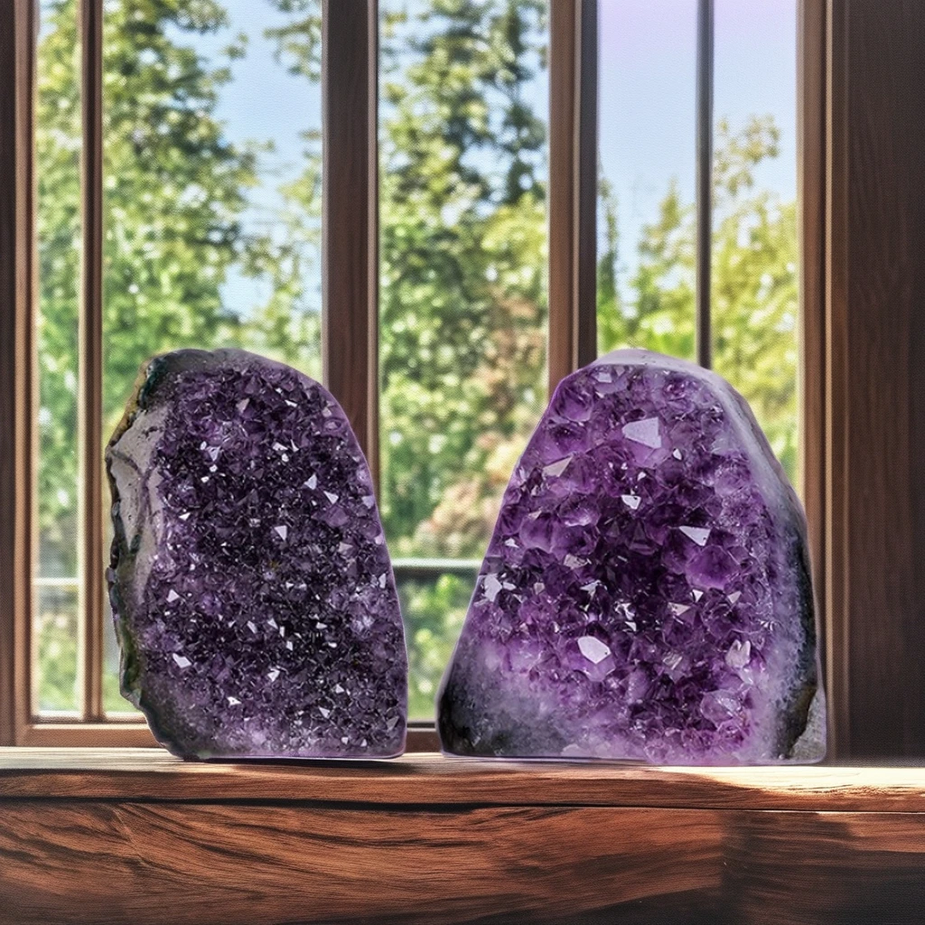 Natural Uruguay Amethyst Cluster Ornament Fengshui Garden Decor Crystal Caved Mineral Label Home Decor Love Stone Theme Rough