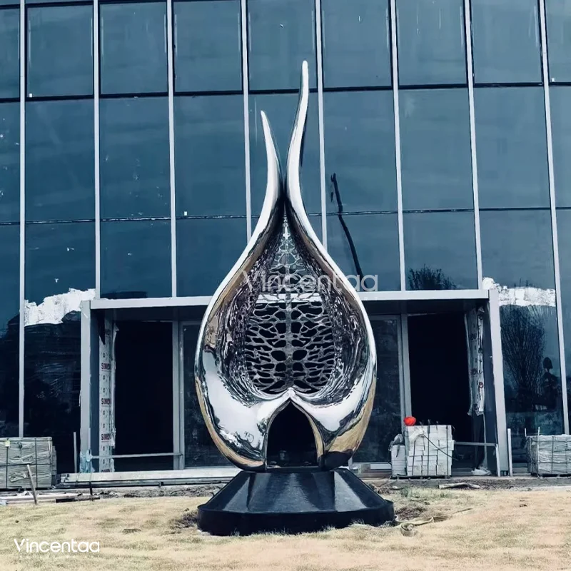 Vincentaa Flower Bud Sculpture Stainless Steel Art Outdoor City Sculpture Modern Large-Scale Sculpture Design