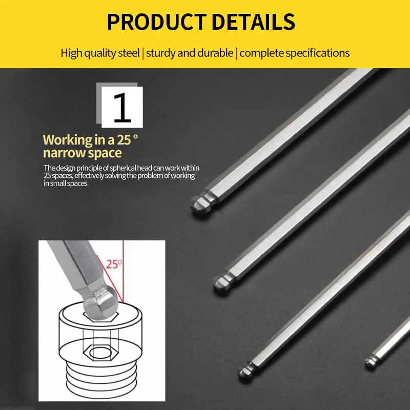 T-shaped Torx hex wrench 2.5-10mm plastic handle metric ball head Two-way Allen Key S2 Steel Allen wrench bicycle repair tool