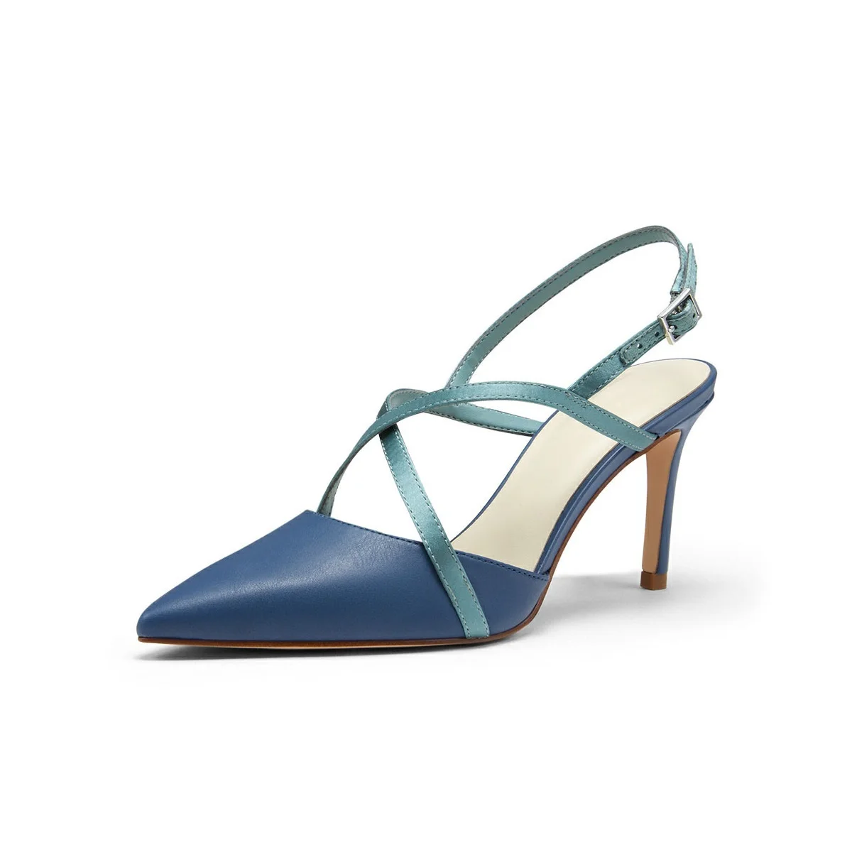 Beautiful instep cross strap slingback genuine leather high heel women pumps