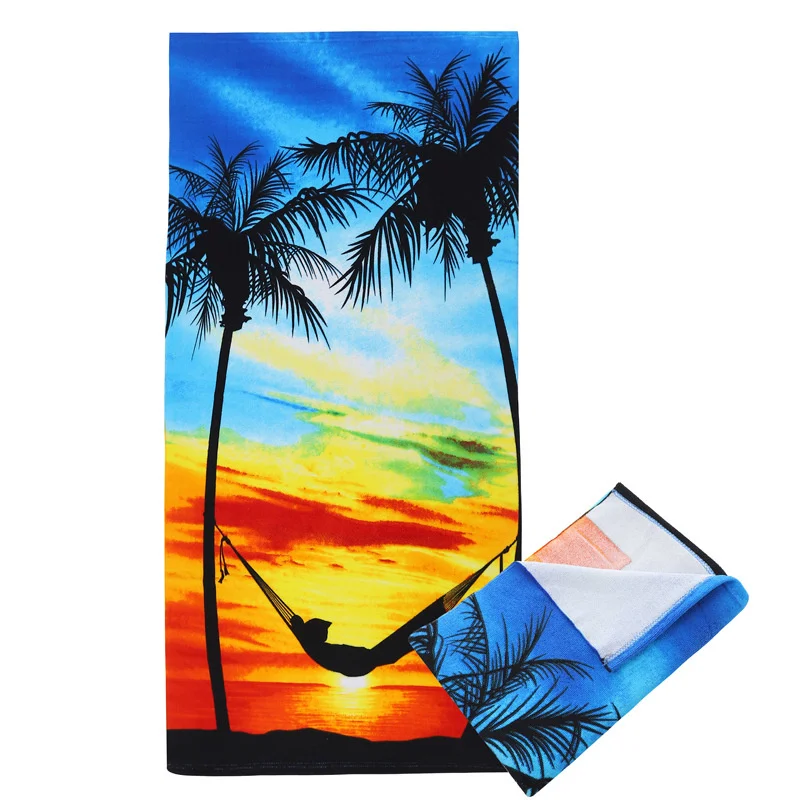 Custom Soft Microfiber Sublimated Digital Beach Towel Printed Logo Sport Bath Towel Colorful Personalized Beach Towel