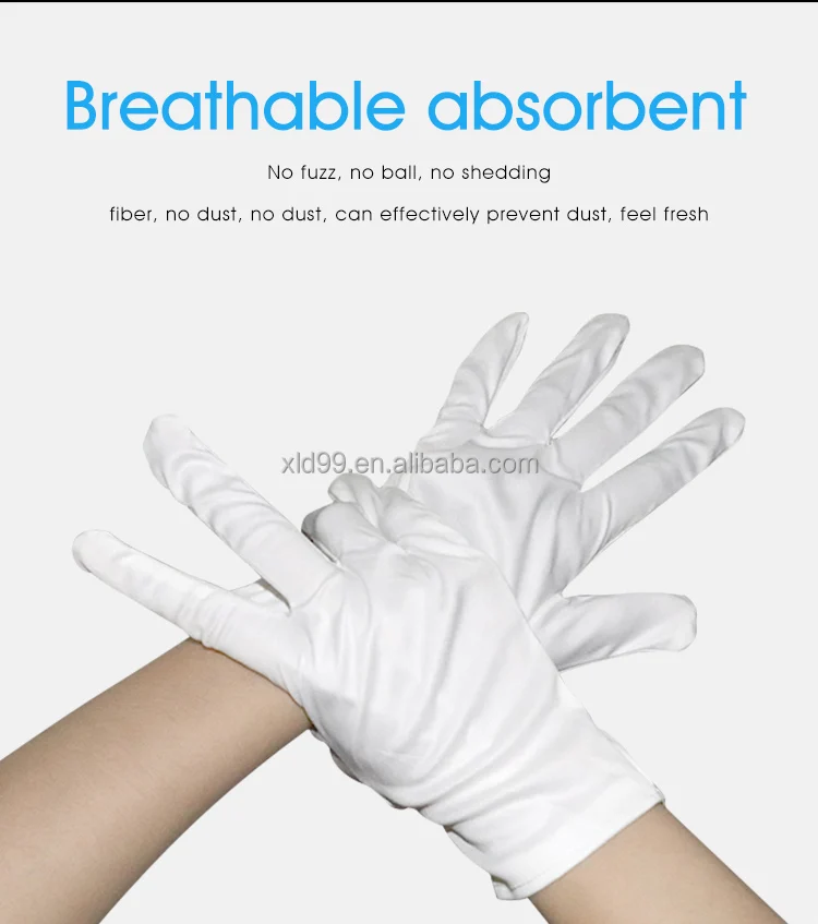 White Jewelry Polishing Gloves Dust Proof Microfiber Gloves White Clean Cloth Glove