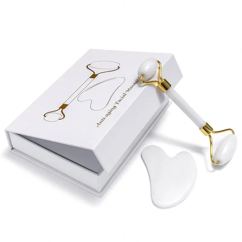 Factory Wholesale Anti-aging Face Lift  Face Massage Tools Natural White Jade Roller for Face