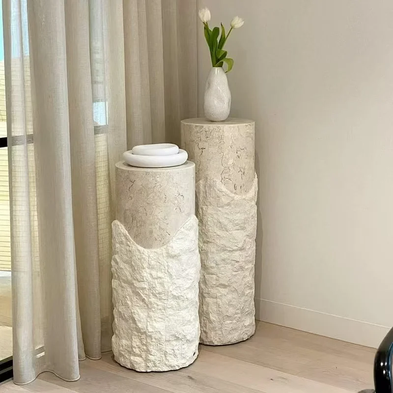 Villa Courtyard Floor Travertine Column Gardening Decoration Travertine Columns For Decor Outdoor Garden