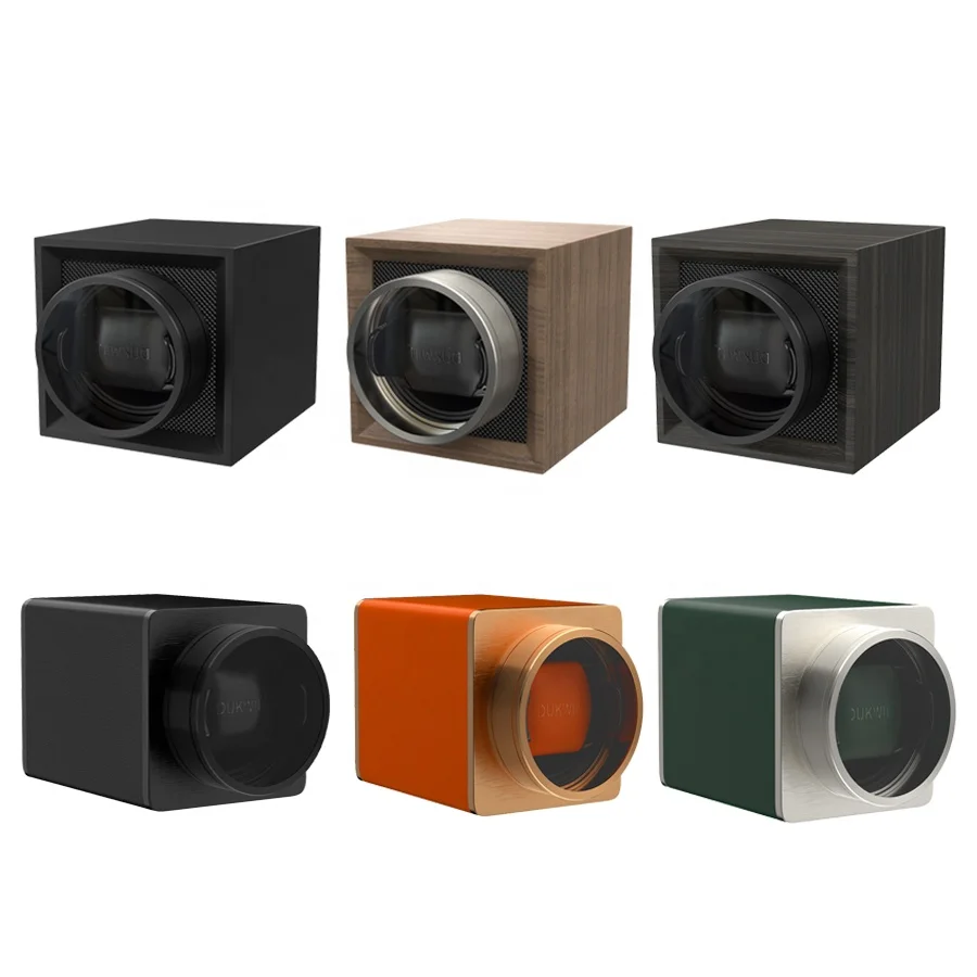 2024 New Arrival Two Power Supply Single Watch Winder OEM ODM Wood Watch Box Luxury Leather Square Automatic Watch Winder Shaker