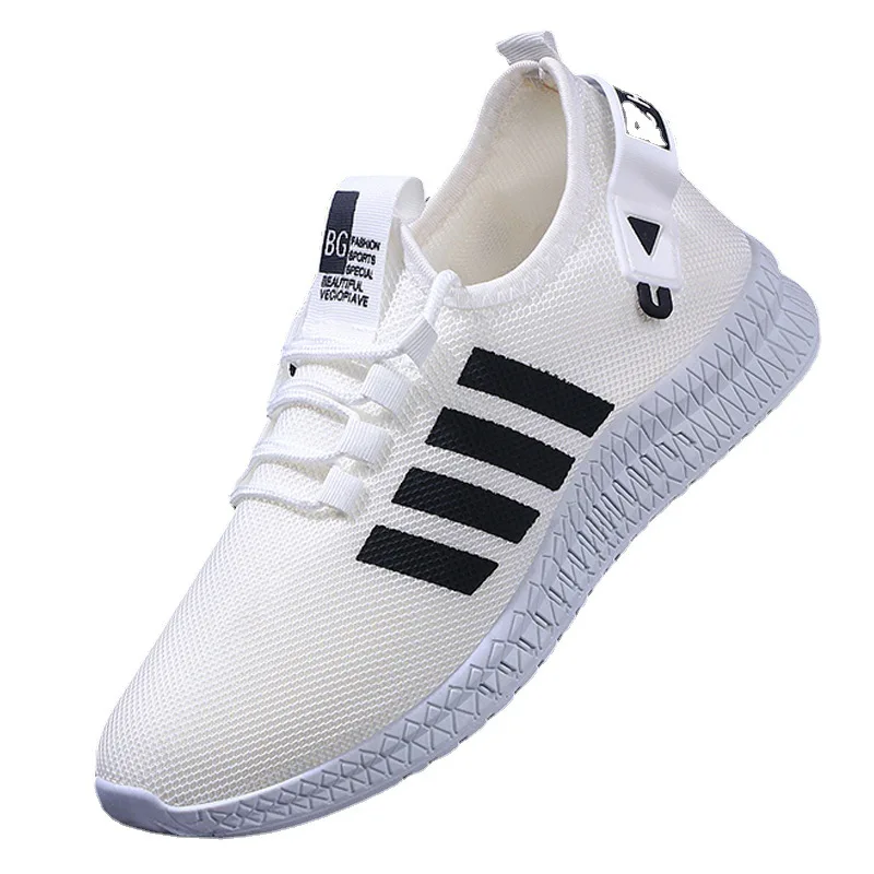 oem cheap breathable mesh upper black sneaker white casual for men walking style shoes did sport shoes
