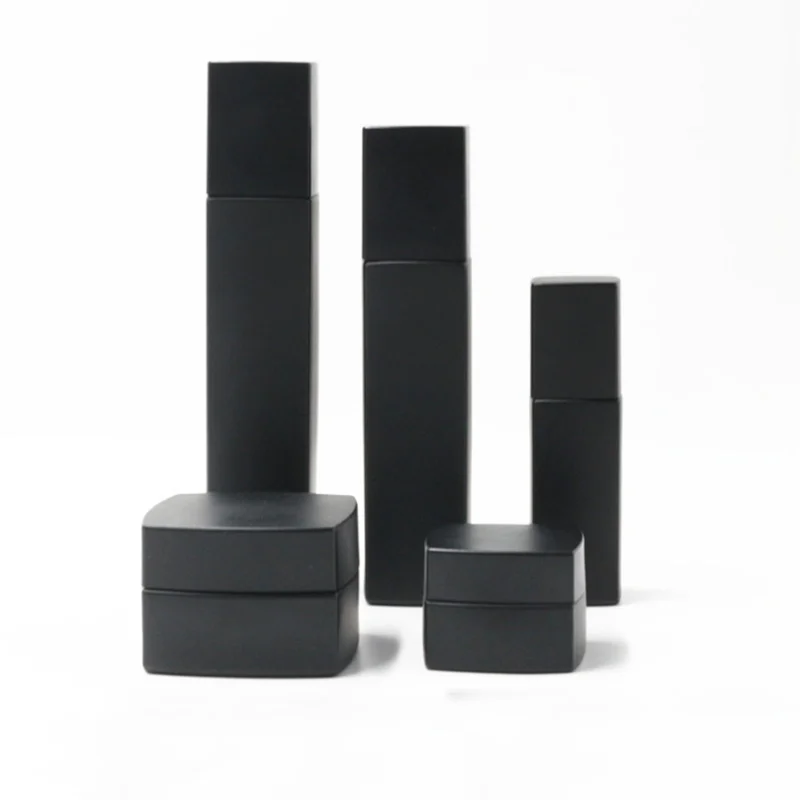 Manufacturers stock 40ml 100ml 120ml 30g 50g black glass square gel lotion cream bottle, cosmetic set packaging