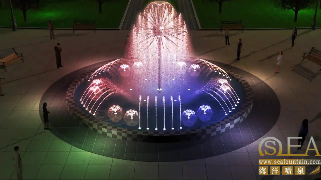 colorful style dandelion fountain with led waterproof lights