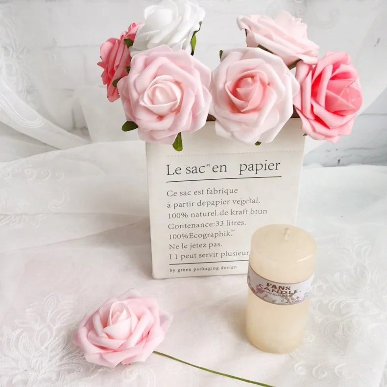 Home Decoration DIY Supplies 9cm Colorful Artificial PE Foam Rose Flowers for Wedding Party