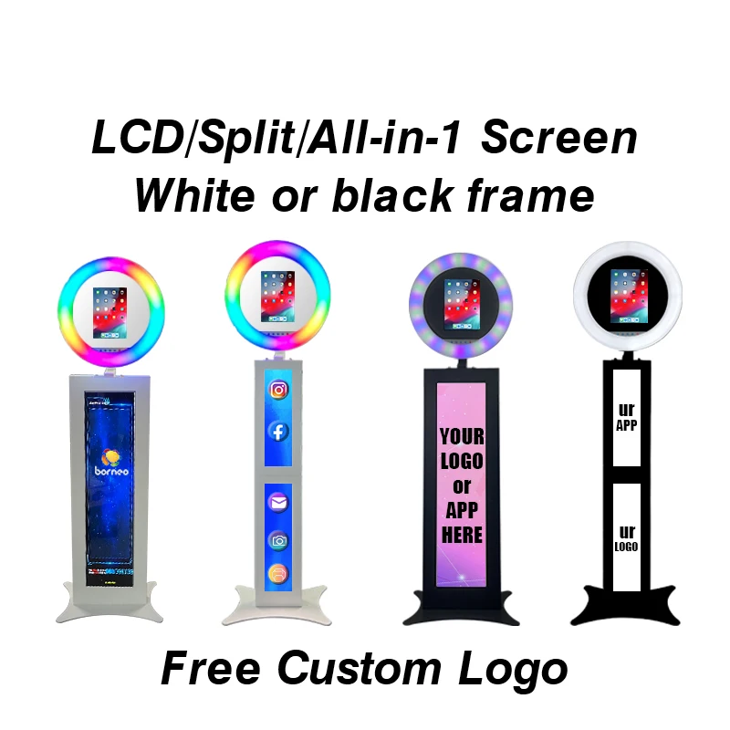 digital based oval led ipad photo booth shell drop shipping stand ring light tablet kiosk foldable portable faceplate wedding