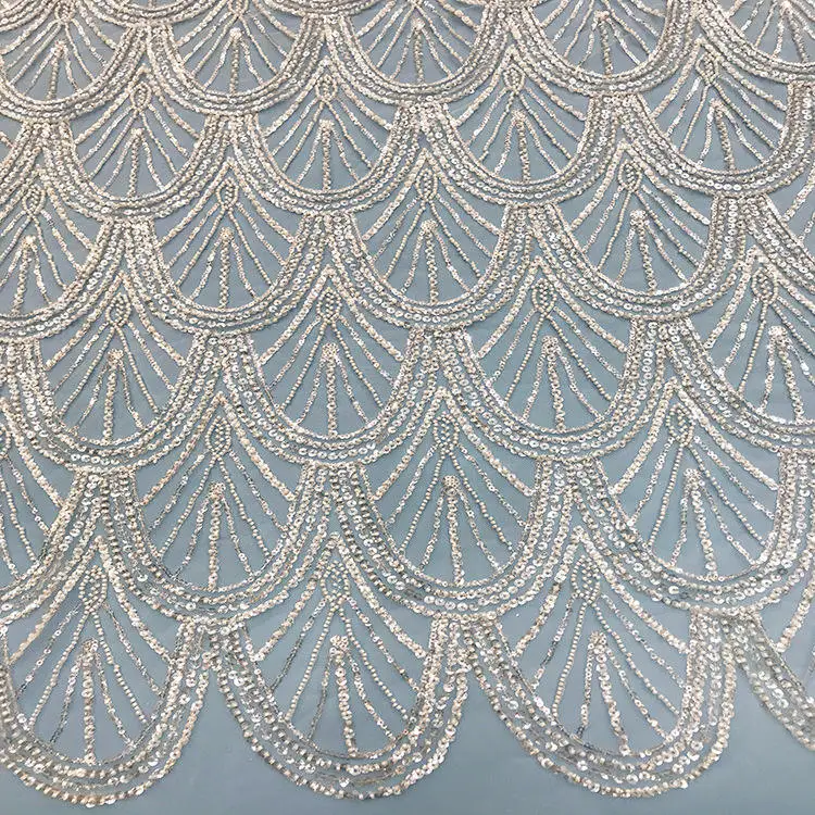 2024 New Fashion Custom Luxury Embroidery Hand Bead Tube Bridal Wedding Dress Women Girls Dress Lace Fabric