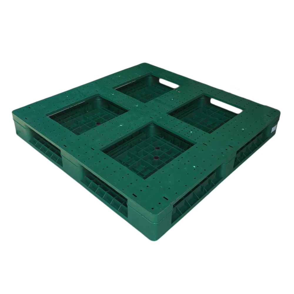 Heavy duty 1200x1200 6 runner 4-way plastic racking pallet open bottom deck injection plastic pallet