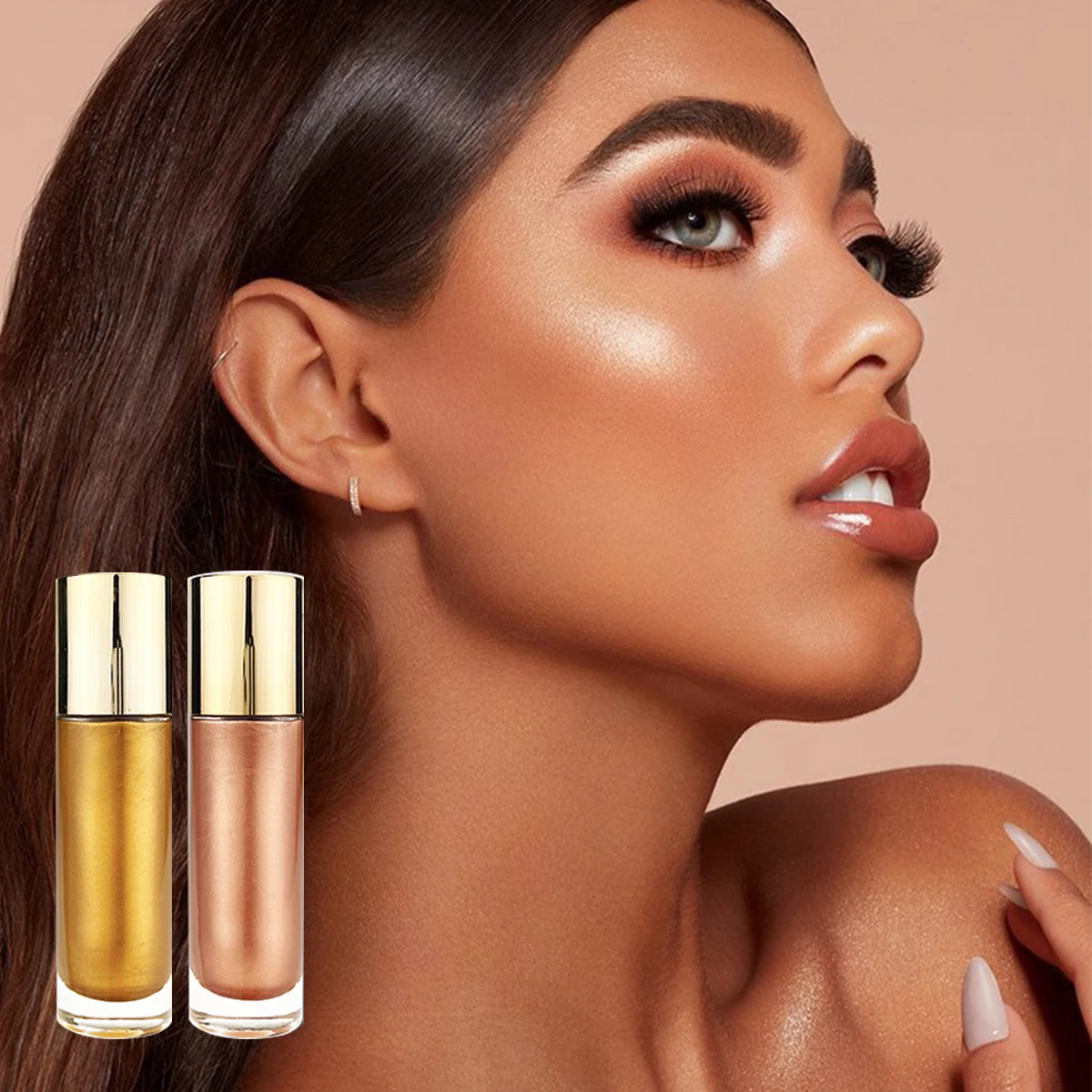 Wholesale Custom High Quality Face Body Liquid Highlighter Makeup Waterproof Private Label Vegan Liquid Highlighter Glass Bottle