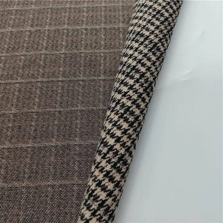 Good quality 100% Polyester knit jacquard herringbone tweed wool fabric for overcoat suit jacket garment