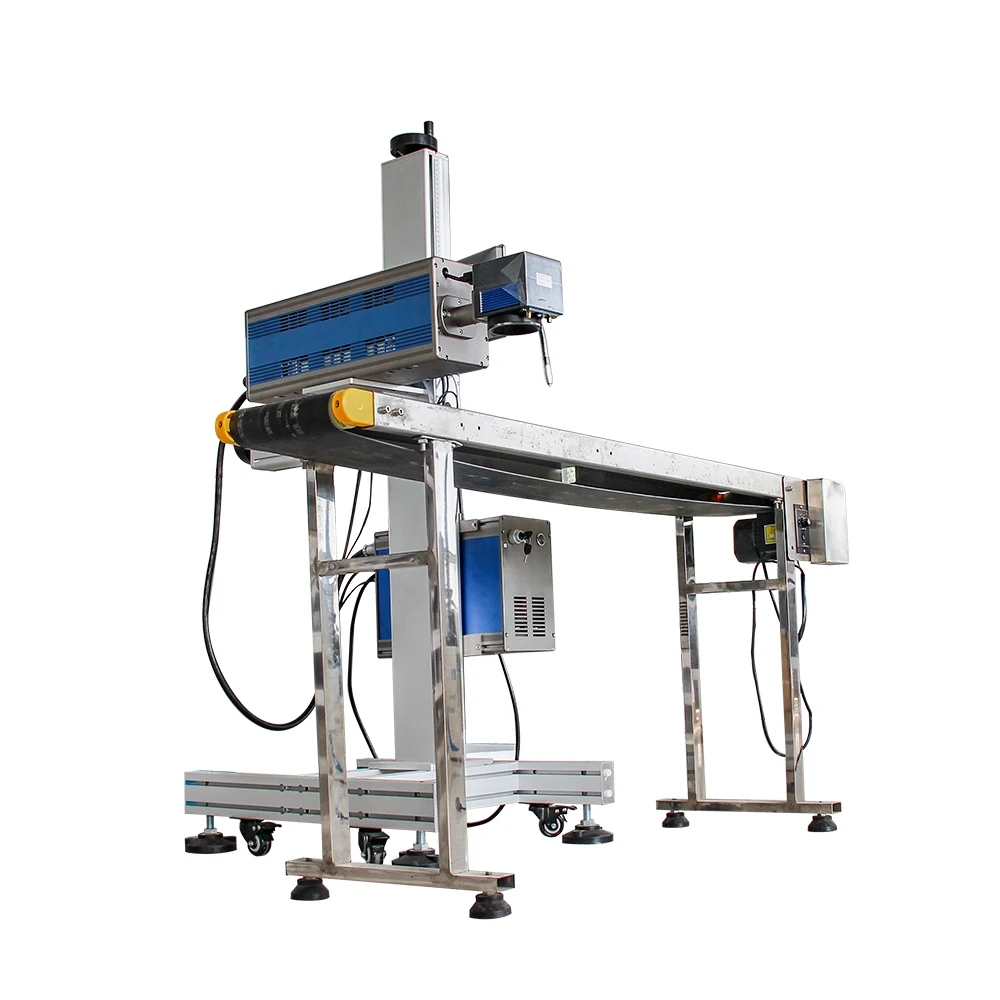 Galvo laser 30w 50w mini co2 laser marker Cardboard MDF PMMA flying co2 laser marking machine