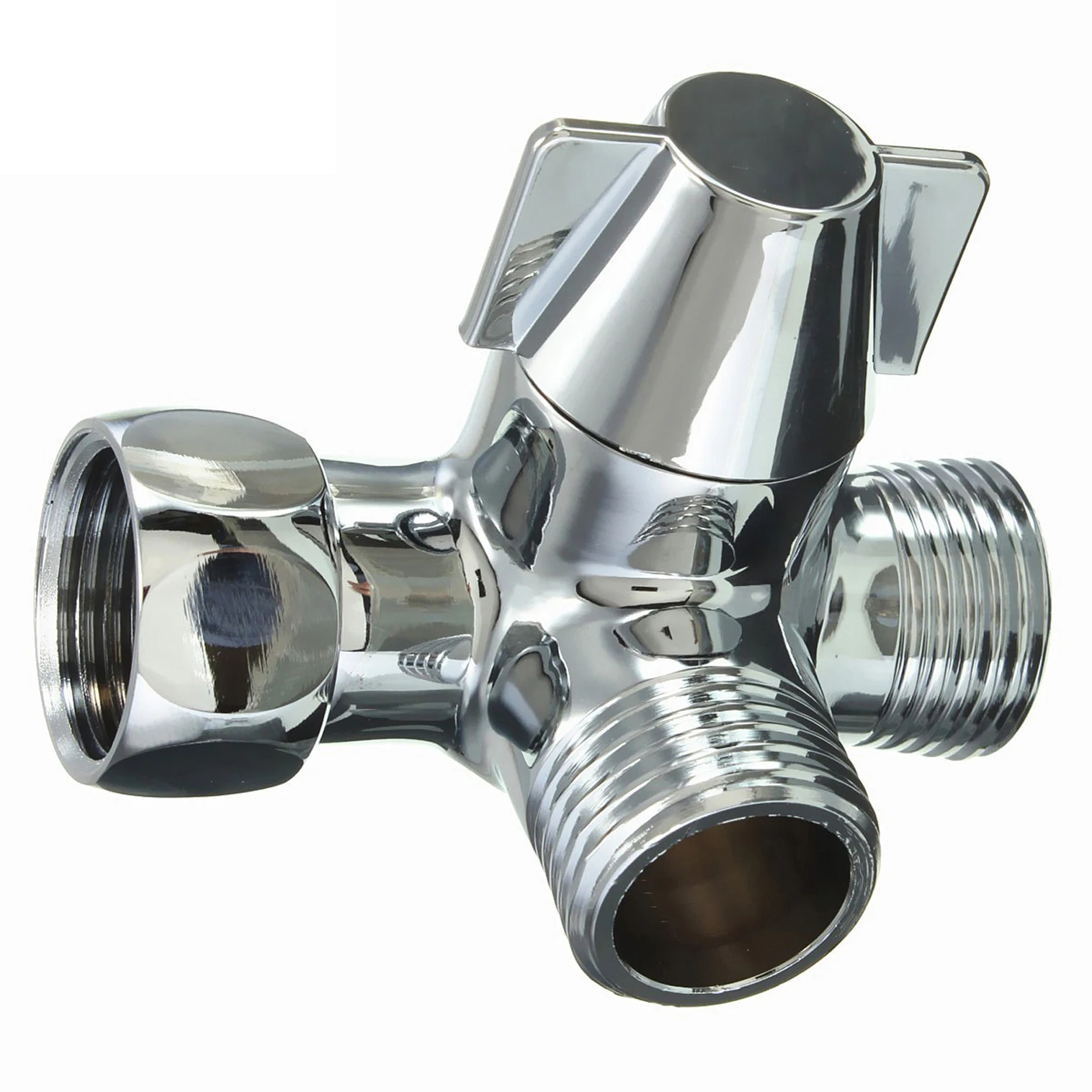 Brass Three 3 Way T Shower Arm Adapter Diverter Connector