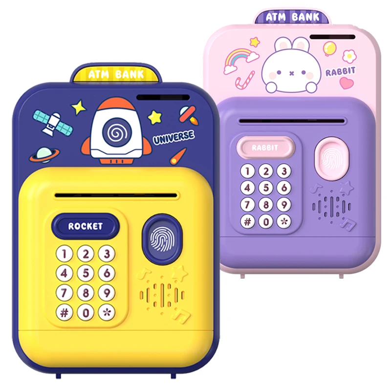 Rocket Piggy Bank for Kids Electronic Real Coin Bank with Safe Password Lock ATM Password Money Bank money box Best Gifts
