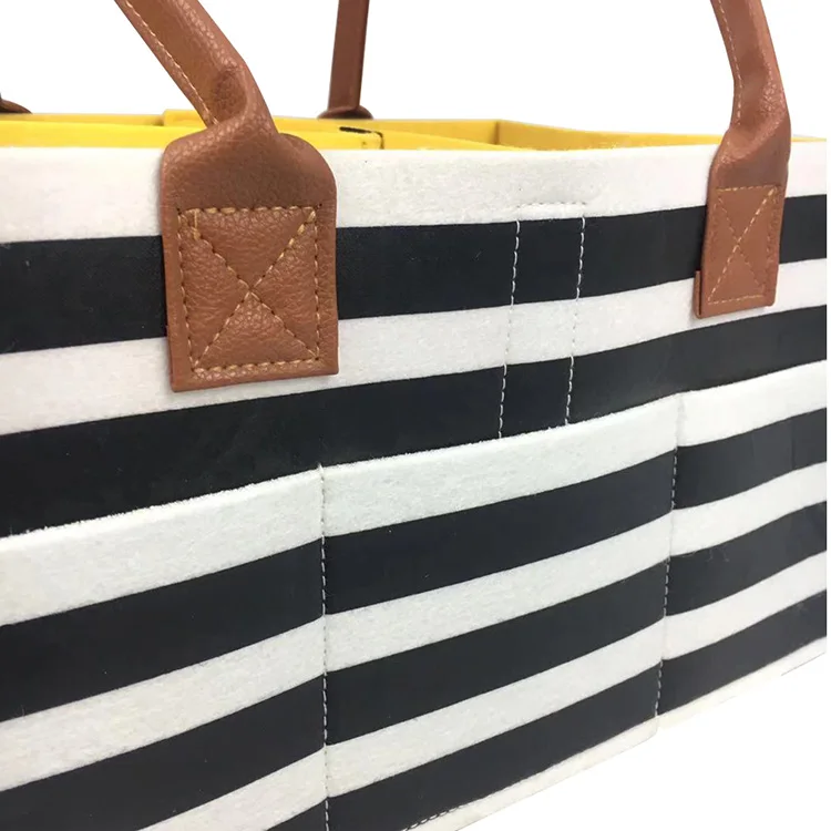 Hot Selling Soft Felt Stripe Changing Table Custom Cute Stroller Felt Diaper Bag Small Pouch Holder Bag For Changing