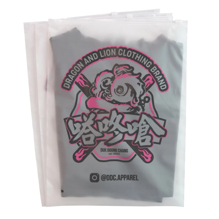 Оптовая продажа, Полиэтиленовая прозрачная матовая женская футболка, упаковка для одежды, сумка-мешок на молнии, водонепроницаемая и влагостойкая