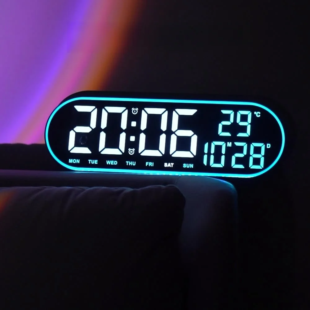 Modern Designer 3D LED Alarm Clock Multifunction Digital Desktop Table Clock with Temperature Calendar for Gift