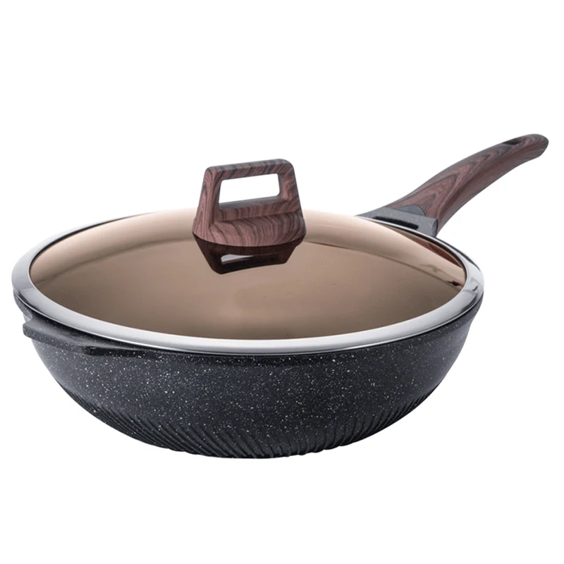 Season Black Nonstick Marble Stone Coating PFOA FREE Wok Pan