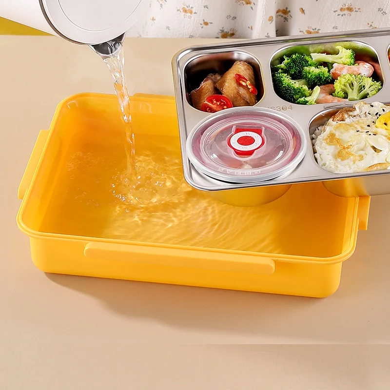 Eco Friendly Leakproof Reusable Sealed Compartment Lunch Box Stainless Steel Kids School Bento Box