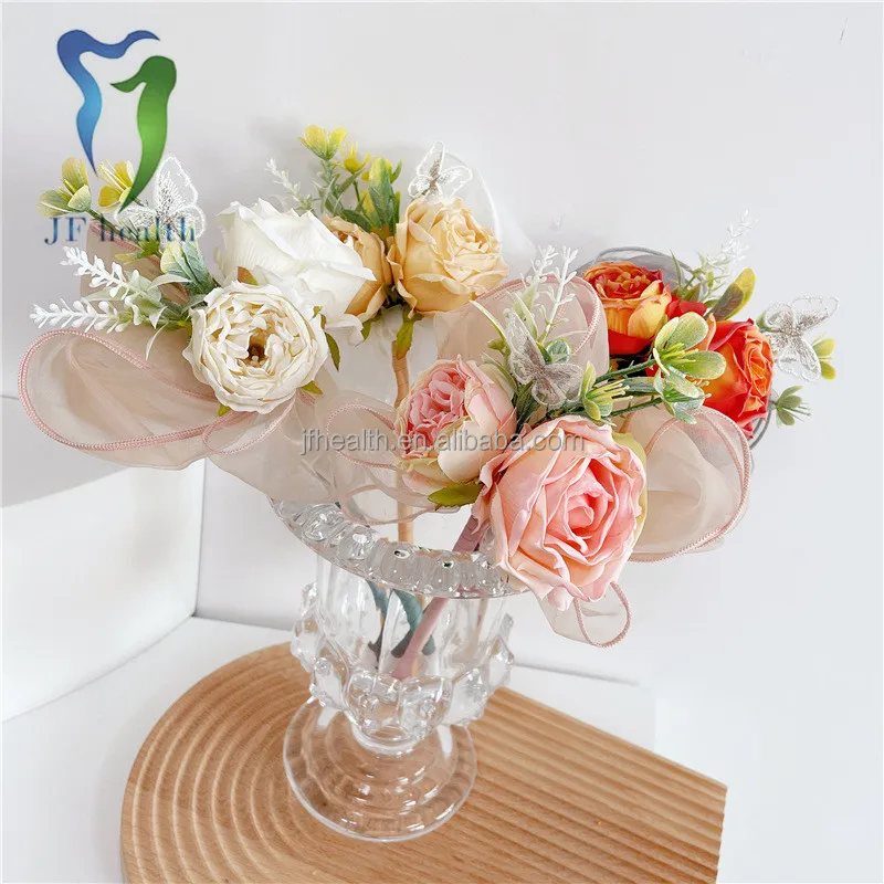 Wholesale creative cartoon beautiful fairy simulation flower rose bow signature ballpoint pen