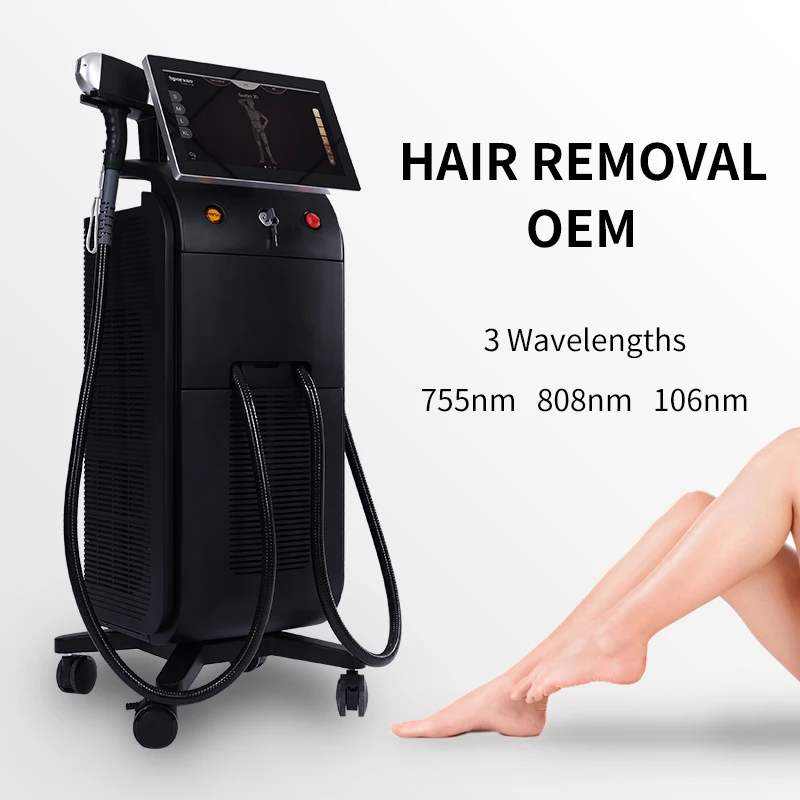 OEM 755 808 1064 diode lase hair removal machine ODM logo 16 bar Depilation 808 diode laser hair removal beauty equipment