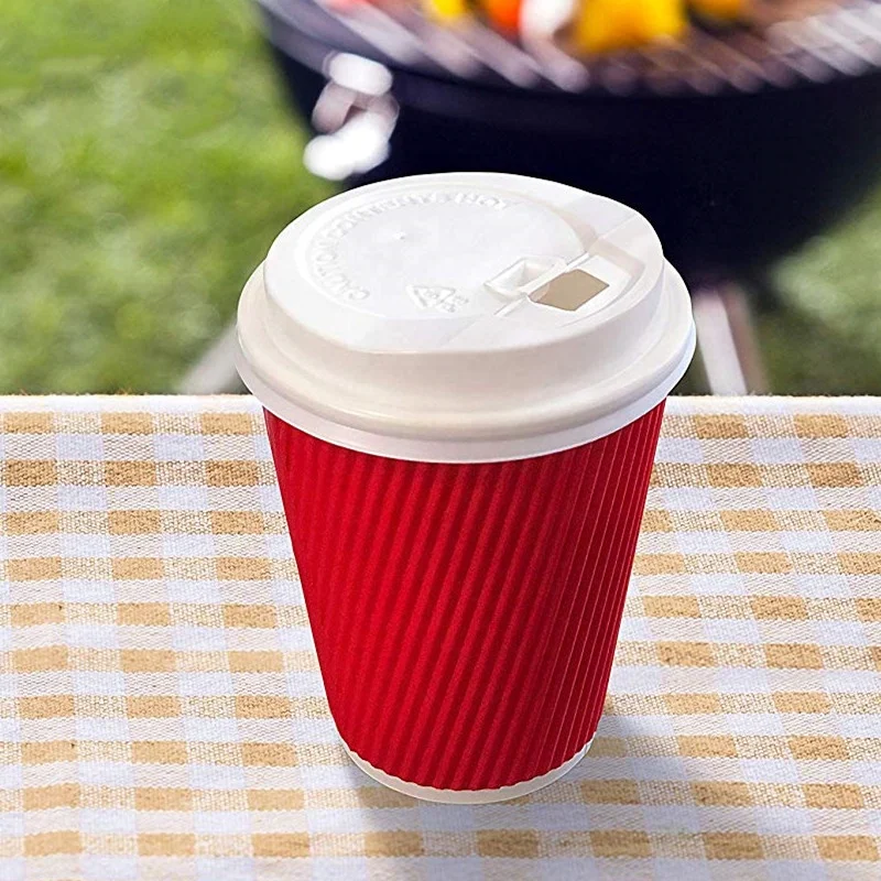 
Logo Printed Insulated Disposable Paper Coffee Cups for Hot Beverage Drinks To Go Tea Coffee Home Office Car Coffee Shop 