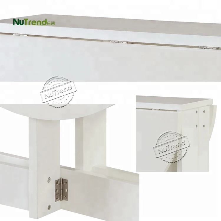 Household Wholesale White Modern Space Saving Round Kitchen Foldable Wooden Folding Dining Room Extendable Table