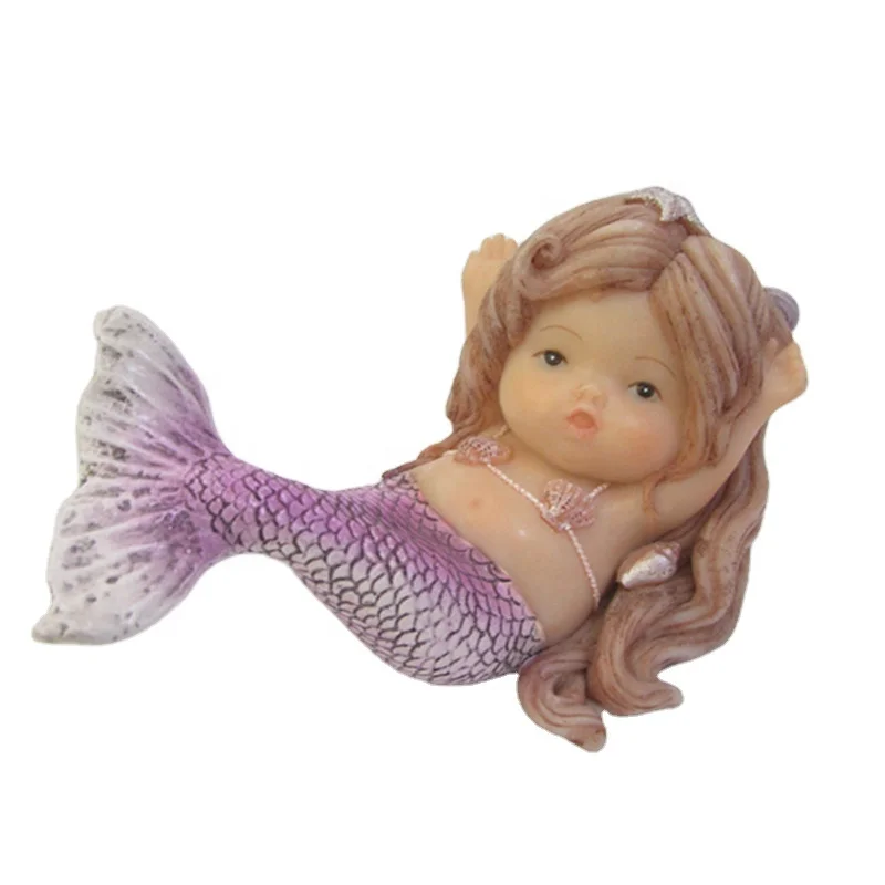 ED11408D Personalized Handmade Painted Resin Mermaid Figurine On Artificial Decoration Miniature Gift