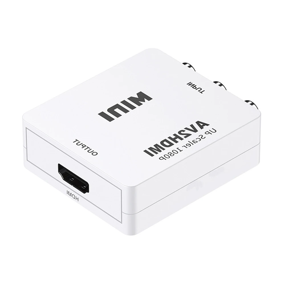 
AV to HDTV adapter set-top box connected to TV monitor rca to hdtv video for DVD recorder 