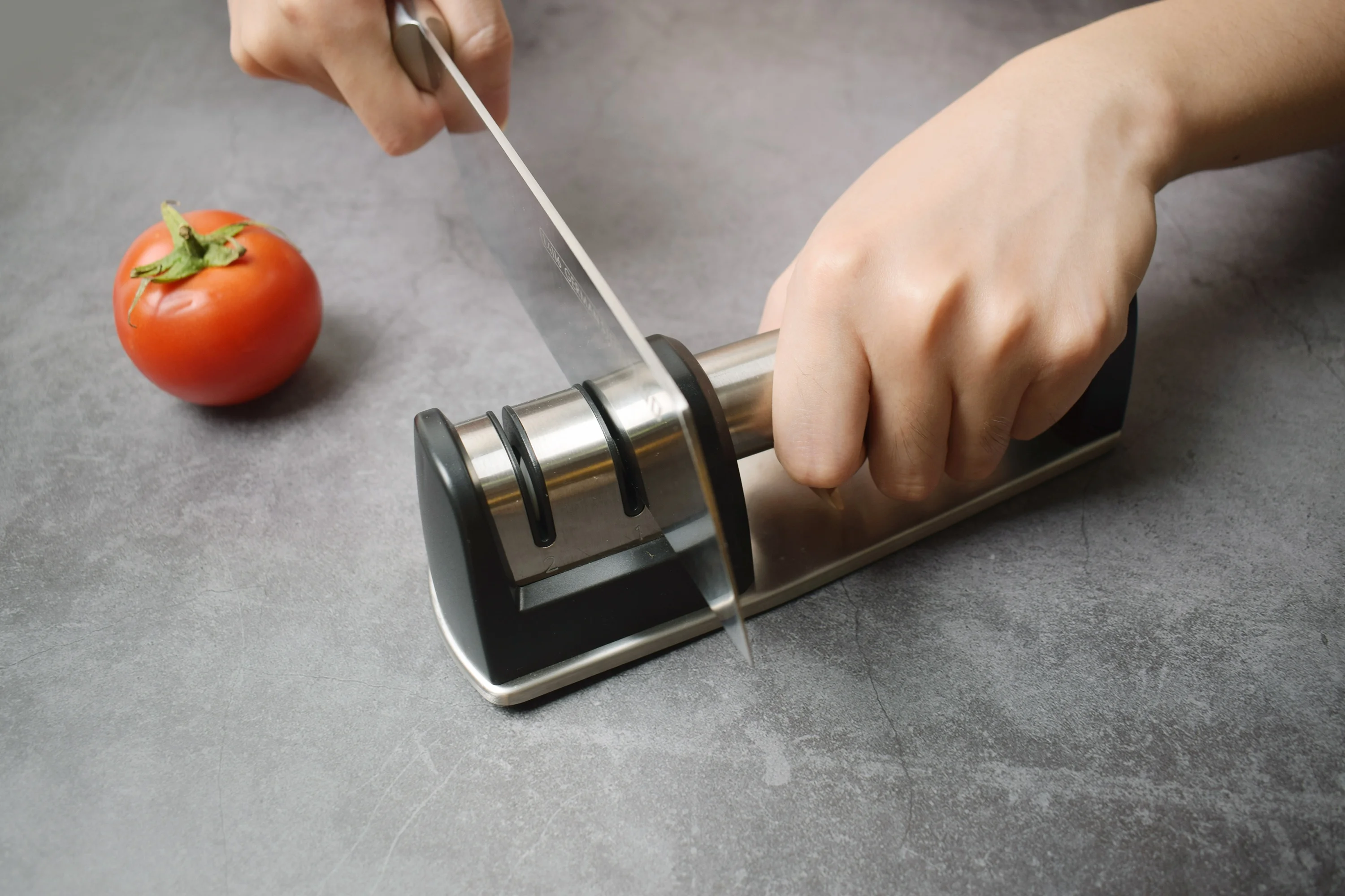 2 Stage Diamond Coated Sharpening with Ceramic Rod - Non-slip Base Sharpening Knife