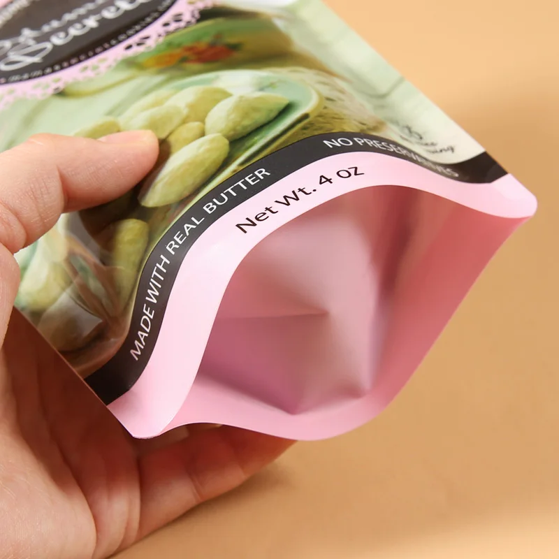 Laminated material stand up pouch food grade plastic bag with own logo printing Stand up zipper pouch Recycled Materials