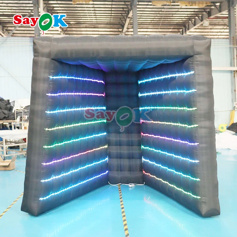 LED light shinning inflatable V shape photo booth 360 Wedding Cube Inflatable Led V Shape Photo Booth Enclosure With RGB Lights