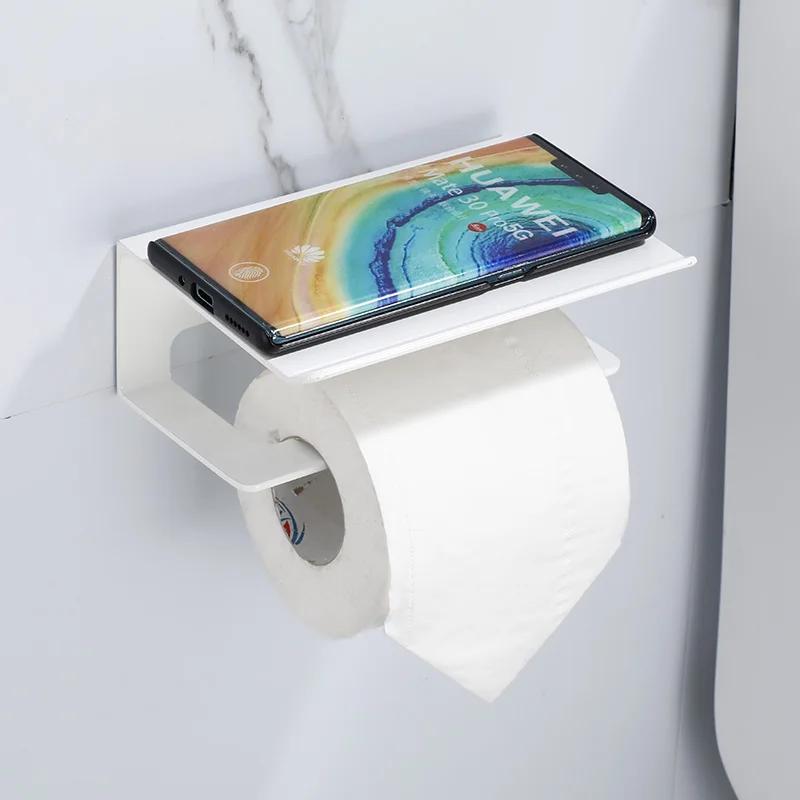Stainless Steel self adhesive toilet paper holder with shelf toilet tissue holder roll paper holder