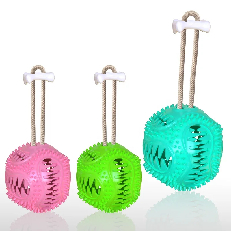 Wellfine Indestructible Rubber Treat Dispensing Ultra Ball Hiding Food Pet Rope Ball Sounding Dog Chew Toy
